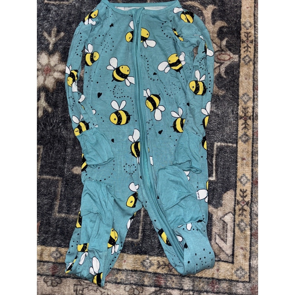 Little Sleepies TEAL BEES Zippy Pajamas SIZE 12-18 Months